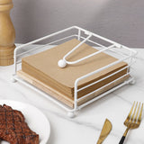 Napkin Holder for Table, Metal and Wood Napkin Holder, Standing Napkin Holders for Paper Napkins, for Kitchen Counter, Dining Table, (white) In Australia - Darrahopens