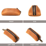 Leather Zipper Coin Pouch, Genuine Cowhide Handcrafted Coin Organizer Change Holder Keychain Coin Purse for Men & Women  (Brownish yellow) In Australia - Darrahopens