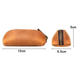 Leather Zipper Coin Pouch, Genuine Cowhide Handcrafted Coin Organizer Change Holder Keychain Coin Purse for Men & Women  (Brownish yellow) In Australia - Darrahopens