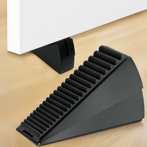 2pcs Heavy Duty Large Door Stoppers, Adjustable Spring Loaded Tall Doorstop Jammer Rubber Door Stopper Wedge with Storage Holder for Any Heavy Doors , Black In Australia - Darrahopens