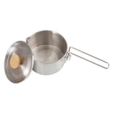 Stainless Steel Camping Pot with Lid and Removable Handle, Light Weight Outdoor Camping Kettle, Easy Clean Camp Boiling Pot, Cooking Pot for Picnic, Hiking, Backpacking,