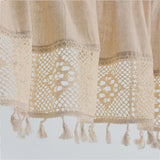 Linen Valances for Windows,Boho Tassel Kitchen Valances for Windows,Country Rustic Window Treatments Tier Curtain for Bathroom Bedroom Decors Farmhouse ,74*61cm In Australia - Darrahopens