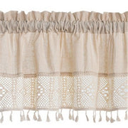 Linen Valances for Windows,Boho Tassel Kitchen Valances for Windows,Country Rustic Window Treatments Tier Curtain for Bathroom Bedroom Decors Farmhouse ,74*61cm