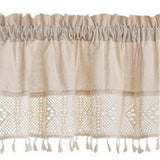 Linen Valances for Windows,Boho Tassel Kitchen Valances for Windows,Country Rustic Window Treatments Tier Curtain for Bathroom Bedroom Decors Farmhouse ,74*61cm