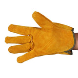 Welding Gloves Heat Insulation Protective Cowhide Leather Gloves for Welding Workwear Heat Resistant with Fleece Lining Short Cuff 1 Pair