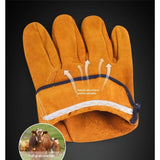 Welding Gloves Heat Insulation Protective Cowhide Leather Gloves for Welding Workwear Heat Resistant with Fleece Lining Short Cuff 1 Pair