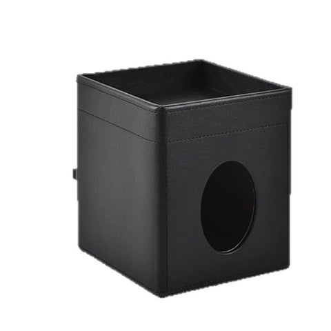 Tissue Box Cover Square Tissue Box Holder PU Leather Facial Tissues Organizer with Storage Tray for Bathroom Vanity Bedroom Office Car, Stylish Napkin Caddy Decorative Organizer (Black)