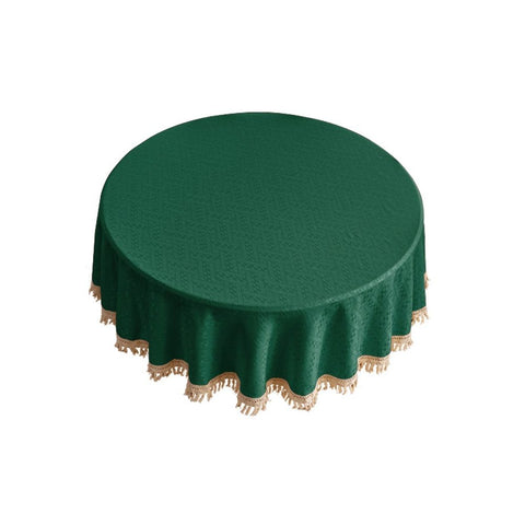 Tablecloth with Tassels, Farmhouse Style GreenTablecloth, Water Resistant  Tablecloths for Round Table,Dark green with a diameter of 120cm In Australia - Darrahopens