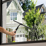 Shower Squeegee for Glass Doors, Shower Squeegee for Tile Shower Walls, Stainless Steel Squeegee for Bathroom, Windows and Mirrors with Storage Hook-, Black In Australia - Darrahopens