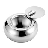 Stainless Steel Windproof Ashtrays with Lid for Cigarettes Cigar Smokers, Modern Outdoor Ash Holder Tabletop Ashtray for Car Desk Home office Decoration (Silver Small) In Australia - Darrahopens