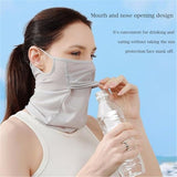 Cold Sensation Sunscreen Pure Silk Mask, Sun Shade UV Protection UPF50+ Breathable, Sweat Absorbent and Quick Drying, Reusable Mask for Running/Beach/Fitness/Party/Fishing/Riding/Hiking