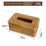 Rattan Tissue Box Cover Natural Woven Facial Napkin Holder Rectangular Universal for all types of rooms10 x 6x 4 Inch