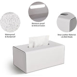 Tissue Box Cover, PU Leather Rectangular Tissue Box Holder with Magnetic Bottom Cover for Facial Tissues/Napkins, Office & Living Room Decor Box for Standard  White In Australia - Darrahopens