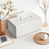 Tissue Box Cover, PU Leather Rectangular Tissue Box Holder with Magnetic Bottom Cover for Facial Tissues/Napkins, Office & Living Room Decor Box for Standard  White In Australia - Darrahopens