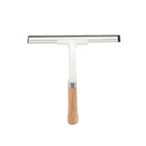 Glass Wiper Cleaning Squeegee with Long Wooden Handle Silicone Blade Window Cleaner Tool for Home Bathroom Glass Water Removal and Window Cleaning