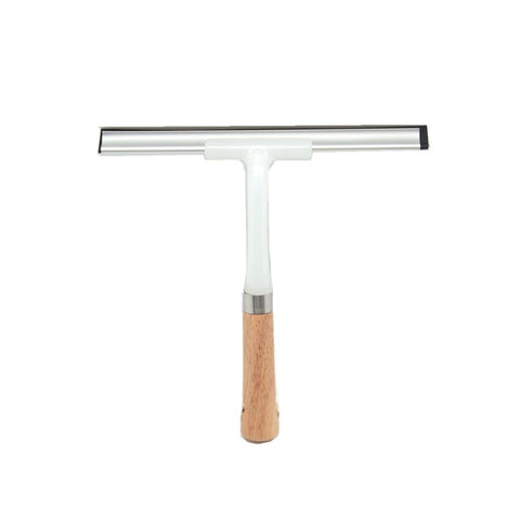 Glass Wiper Cleaning Squeegee with Long Wooden Handle Silicone Blade Window Cleaner Tool for Home Bathroom Glass Water Removal and Window Cleaning