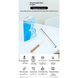 Glass Wiper Cleaning Squeegee with Long Wooden Handle Silicone Blade Window Cleaner Tool for Home Bathroom Glass Water Removal and Window Cleaning
