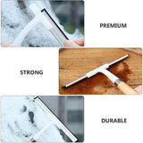 Glass Wiper Cleaning Squeegee with Long Wooden Handle Silicone Blade Window Cleaner Tool for Home Bathroom Glass Water Removal and Window Cleaning