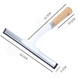Glass Wiper Cleaning Squeegee with Long Wooden Handle Silicone Blade Window Cleaner Tool for Home Bathroom Glass Water Removal and Window Cleaning