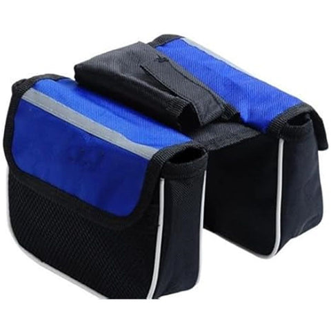 3-in-1 Bicycle Bag Set, Mountain Bike Saddle Bag, Front Beam Bag, Upper Tube Bag, Riding Accessories (Blue) In Australia - Darrahopens
