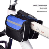 3-in-1 Bicycle Bag Set, Mountain Bike Saddle Bag, Front Beam Bag, Upper Tube Bag, Riding Accessories (Blue)