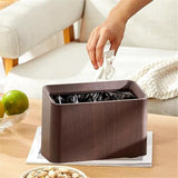 Mini Desk Trash Can, Wood Grain Desktop Trash Can, Uncovered Retro Wastebasket Trash Can for Kitchens, Offices, Living Room, Makeup Table