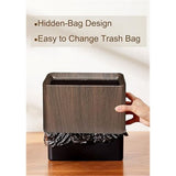 Mini Desk Trash Can, Wood Grain Desktop Trash Can, Uncovered Retro Wastebasket Trash Can for Kitchens, Offices, Living Room, Makeup Table