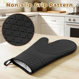 BPA-Free Soft Silicone Oven Mitts, Heat Resistant and Waterproof Cooking Safety Gloves, Thick Cotton Lining, Flexible Gripping, Kitchen Potholders Set, for Grilling, BBQ,  Black In Australia - Darrahopens