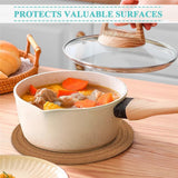 for Hot Dishes, Pots and Pans, Hot Pads with Storage Basket, Pot Holders for Kitchen, Heat Resistant Mat Protect Counter Home Essentials, Farmhouse Decor (Ivory white 5 pieces+basket)