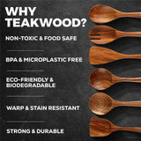 6 Piece Wooden Spoons for Cooking – Natural Teak Wooden Utensil Set, Easy to Clean, Durable, Smooth with Comfort Grip - Non Toxic Wooden Cooking Utensil Sets In Australia - Darrahopens