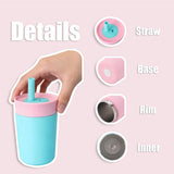 12oz Portable Insulated Coffee Mug Stainless Steel Hot and Cold Sports Cup Car with Straw Travel(light blue)