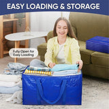Extra Large Moving Bags Heavy Duty with Zippers & Carrying Handles, Durable Storage Bags Moving Boxes for Closet Organizers and Storage ( Blue)