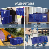 Extra Large Moving Bags Heavy Duty with Zippers & Carrying Handles, Durable Storage Bags Moving Boxes for Closet Organizers and Storage ( Blue)