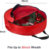 Christmas Wreath Storage Bag - 30 Inch, Red, Cotton, Zipper Closure, Reinforced Handles, Double Zippers, Clear Card Slot, Ideal for Christmas Decorations In Australia - Darrahopens