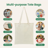 Canvas Tote Bag - Lightweight Thin Tote Bags Bulk Blank Shopping Reusable Grocery Bags for DIY Gift Sublimation Activity - Beige