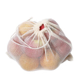 Reusable Cotton Mesh Produce Bags  Organic Cotton, Durable, Double Stitched, Washable with Tare Weight & Drawstring - Mesh Bags for Grocery Shopping, Vegetables & Fruits