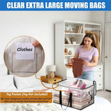 2-Pack Oversized Moving Bags with Reinforced Handles, Heavy-Duty Storage Tote for Clothes, Moving Supplies (Clear, 2-Pack) In Australia - Darrahopens