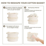 Small Basket for Stuffed Animal,Clothes ,Bedroom,Nursery |Cotton Rope Baskets, Cube Basket, Under Shelf Basket | Baskets for Home Decor.white