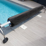 Pool Solar Reel Blanket Protective Cover with Velcro Anti-UV Storage Protection for Ground and Underground Swimming Pool Cover Reel  black 490*96cm In Australia - Darrahopens