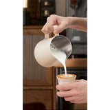 Milk Frothing Pitcher,(600ml) Steaming Pitchers,Stainless Steel Milk Cup,Cappuccino Latte Art Coffee,Barista Steam Pitchers,Temperament beige