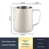 Milk Frothing Pitcher,(600ml) Steaming Pitchers,Stainless Steel Milk Cup,Cappuccino Latte Art Coffee,Barista Steam Pitchers,Temperament beige