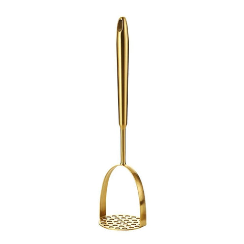 Potato Masher, Dual Arc for Easy, Labor-Saving Mashing,  Stainless Steel, Sturdy and Durable One-Piece Potato Press, Dishwasher Safe, for Potatoes and More(Gold)