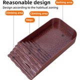 Reptile Bathing Pool Plastic Tortoise Food Dish with Ramp Leaf Reptile Food Dish & Water Bowl Tortoise Habitat Accessories for Frog Lizard Box Turtle (Brown) In Australia - Darrahopens
