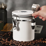 Airtight Coffee Container with Date Tracker & Spoon - Kitchen Storage Jar for Coffee Grounds, Cereal, Beans, Sugar (White, 1500ML)