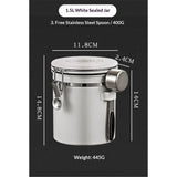 Airtight Coffee Container with Date Tracker & Spoon - Kitchen Storage Jar for Coffee Grounds, Cereal, Beans, Sugar (White, 1500ML)