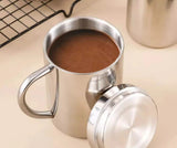 Stainless Steel Coffee Mug With Lid And Handle 200ml Unbreakable  Cup Double Wall Camping Cup Travel Coffee Mugs Shatterproof Tea Cup Camping Mug Stainless Steel Cup In Australia - Darrahopens