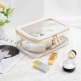 Clear Makeup Case Toiletry Bag Multipurpose Travel Makeup Train Case Portable Cosmetic Organizer Transparent Storage Bag(White)