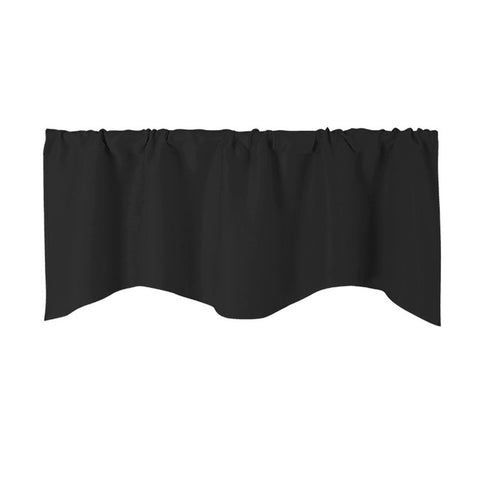 vctops Solid Blackout Curtain  for Kitchen/Bedroom Rod Pocket Scalloped Valance Short Curtain Panels (132*46cm,Black) In Australia - Darrahopens