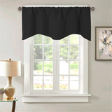 vctops Solid Blackout Curtain  for Kitchen/Bedroom Rod Pocket Scalloped Valance Short Curtain Panels (132*46cm,Black) In Australia - Darrahopens