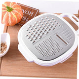 Cheese Grater with Container and Lid, Cheese Grater Bowl with Handle, Hand Chopper Graters for Vegetables, Butter, (white)